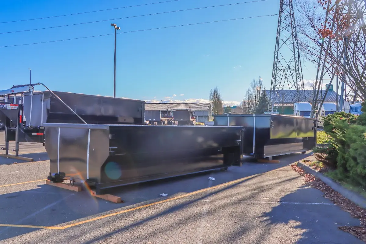 Roll-off dumpster ready for waste disposal at job site for 3 Yard Dumpster Rental in McLean
